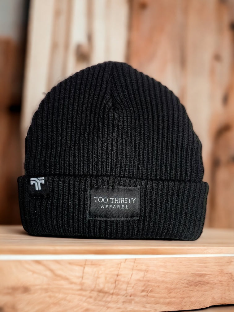 Black beanie with satin lining