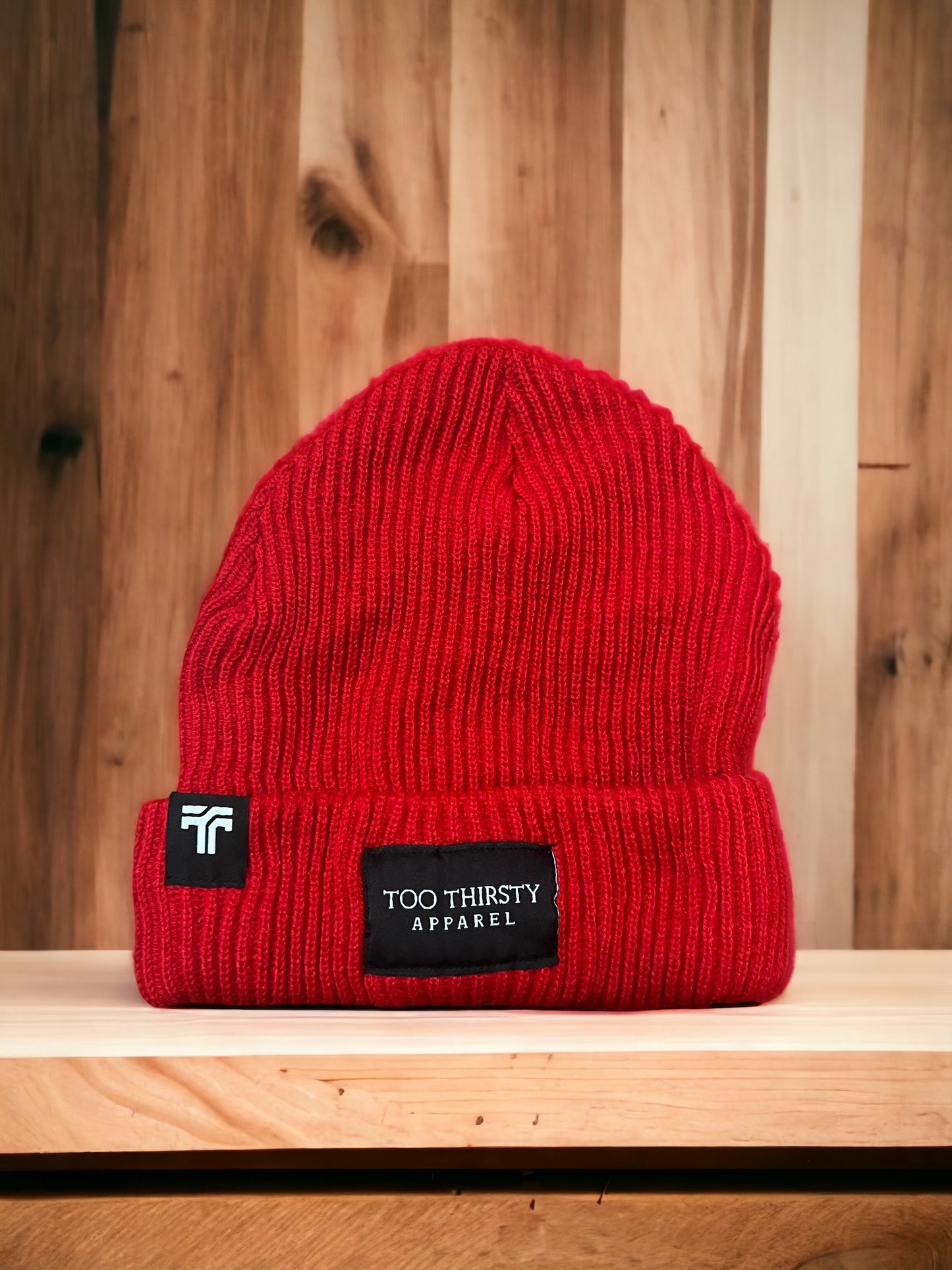 Red beanie with satin lining